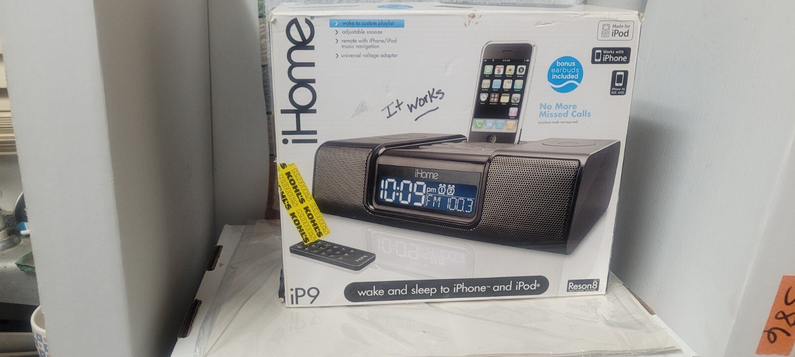 Ihome Ip9 Cellphone Dock. Alarm Clock, Radio ( No Remote)