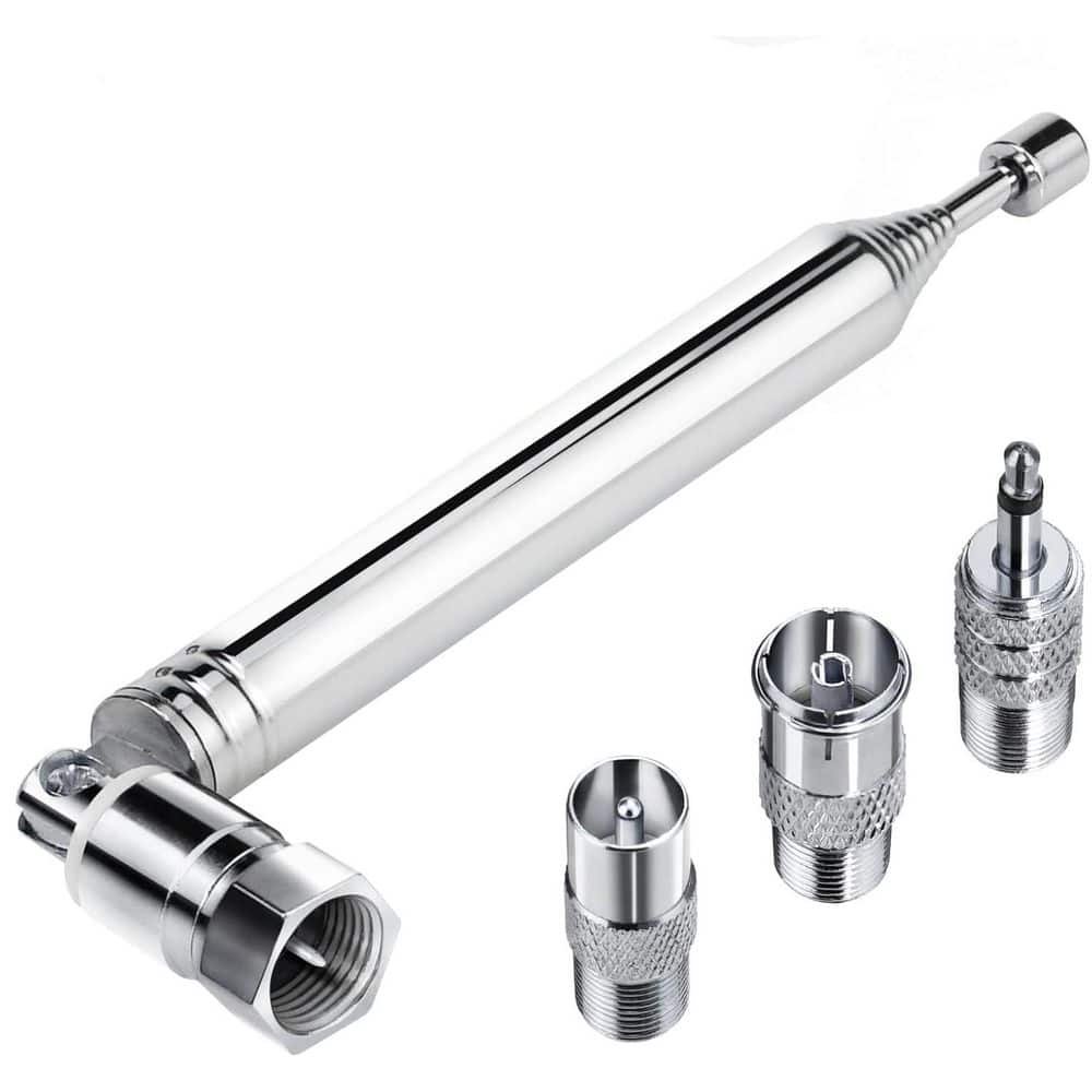 Indoor FM Radio Telescopic Antenna 75 Ohm F Type Connector with Adapter...