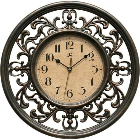 Infinity Instruments 12 inch Sofia Classic Traditional Indoor Round Non-Ticking Silent Battery Operated Easy to Read Wall Clock for Living Room, Bedroom, Kitchen, Home Office, Black