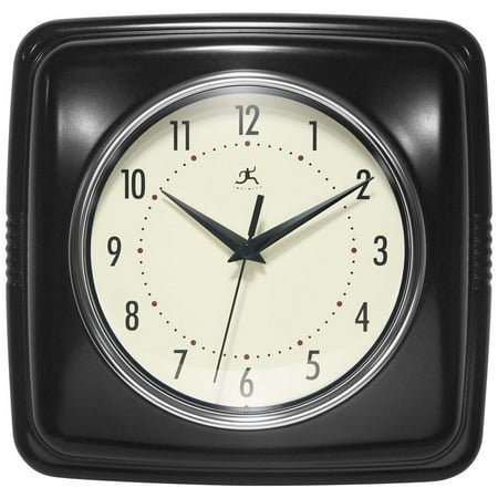 Infinity Instruments 9.5 Quartz Retro Square Indoor Wall Clock, Silent Mechanism