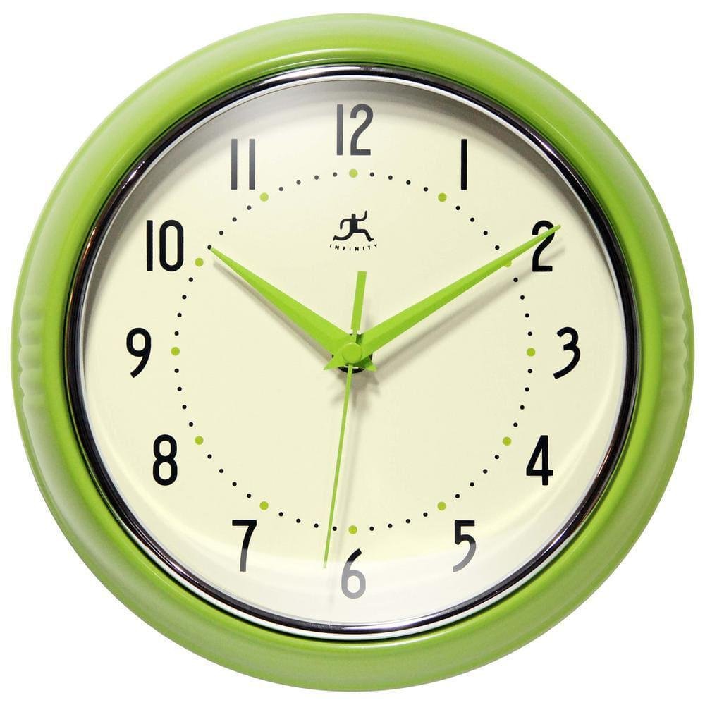 Infinity Instruments Analog Wall Clock Apple Green Metal Frame Quartz Movement