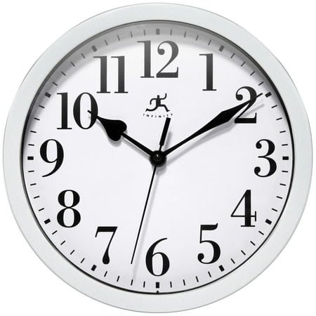 Infinity Instruments Classic Round Silver Traditional Wall Clock 9.625 Inch