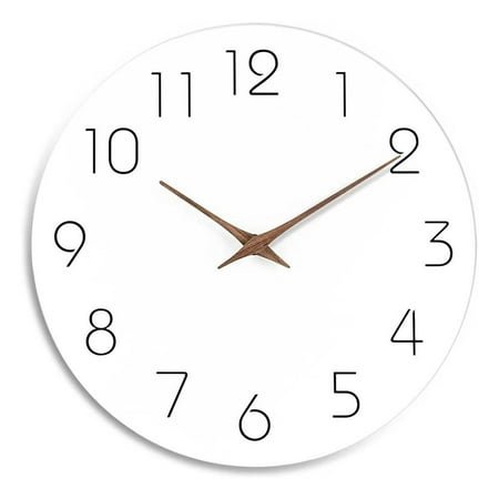 Japanese-Style Household Mute Wall Clock Living Room Bedroom Simple Modern Decorative Log Round Wooden Clock White