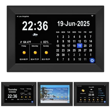 Jazeyeah WiFi 10.1 Touch Screen Smart Alarm Clock with Weather and Temp,Humidity, 64 Alarms, Digital Calendar & Schedule Reminders (Black)