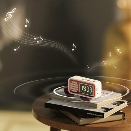JGF844 Retro Bluetooth Audio Alarm Clock, IPX5, Supporting TF Card/Bluetooth/AUX Mode Playback, Long-term Battery Life And Standby Up To 650H