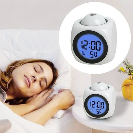 JilgTeok 5 Packs Digital LED Projection Alarm Clock with Voice Talking Temperature Display and Multiple Alarm Sounds for Home and Travel