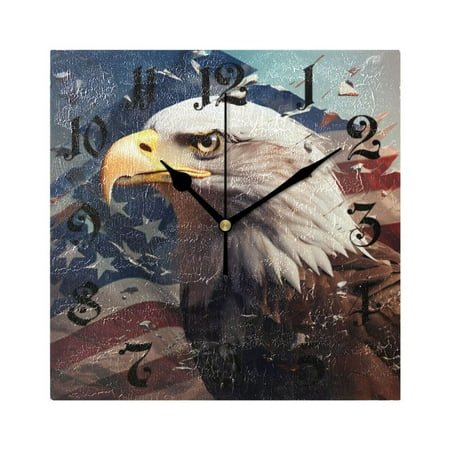 joogoo An Eagle Wall Clock Square Silent Non-Ticking Battery Operated 7.78