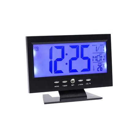 JunYeShi Large Screen Electronic Alarm Clock - Intelligent Voice Control - Night Light and Date Display - Ideal for Bedrooms and offices - Modern and Functional Alarm Clock with Smart Features