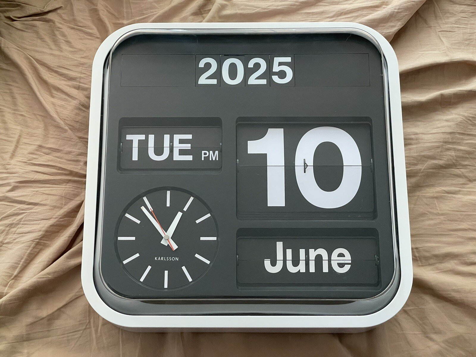 Karlsson Big Flip Retro Wall Clock OEM Unbranded Large Square Calendar EUC