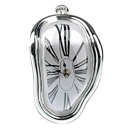 kayannuo Retro Wall Clock Twisted Roman Numeral Clock Living Room Mute Melting Clock