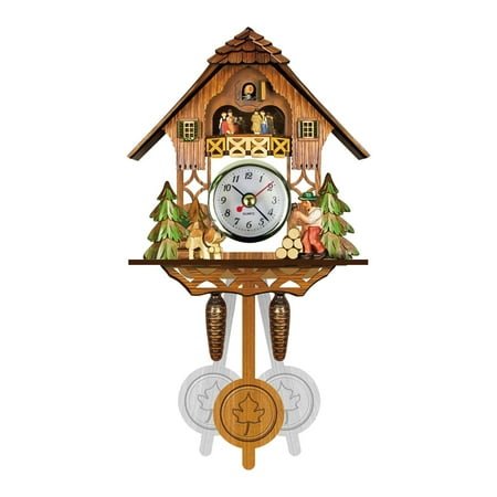 Kedshhgu Clearance Cuckoo Cuckoo Wall Clock Chime Alarm Clock Retro Clock Wooden Living Room Clock
