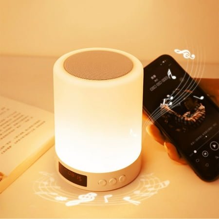 Kiplyki Smart Colorful Color Changing Clap Light FM Alarm Clock Small Night Light Bluetooth Speaker, Three-level Brightness Adjustment, Six Color Changing Light Effects