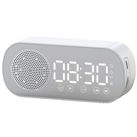 KPLFUBK Digital Alarm Clock Wireless Speaker Support TF FM Radio Sound Box Subwoofer Boombox Desktop Music Player