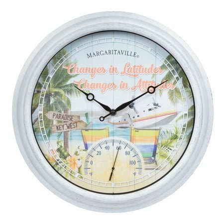 La Crosse 15.75 Indoor/Outdoor Margaritaville Analog Quartz Wall Clock w/ Temp, 433-3841MV1T