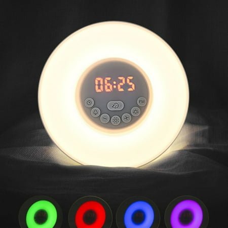 Lamp Smart Multifunction Natural Wake Up Light Simulate Sunrise Natural Wake Up With Clock Alarm Clock FM Radio Tabletop Night Light