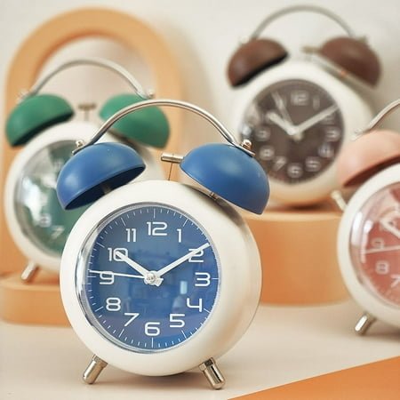 Large alarm clock awakens creative students and children. Mechanical metal bell, silent night light, bedroom desktop clock and alarm clock