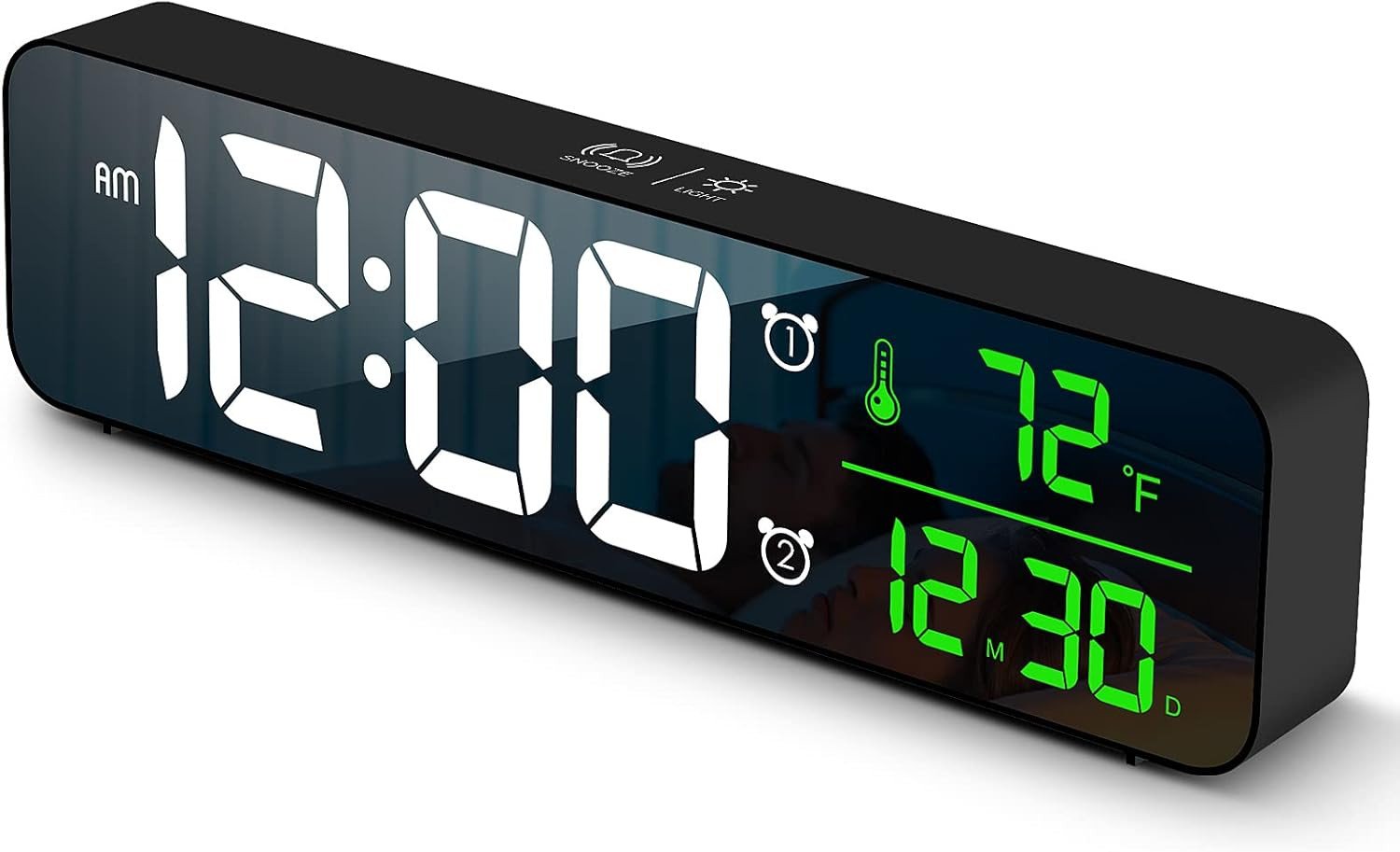 Large LED Digital Clock with Alarm and Temperature Display - Modern Desk Accesso