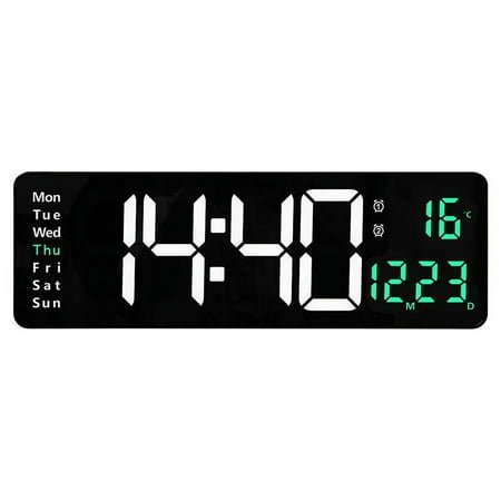 Large Led Wall Clock, Living Room Clock, Alarm Clock, Temperature Humidity Display, Modern Design, for Home Workspace, Dual Time Zone, Energy Efficient, Acrylic Material, Smart Decor,, JASKQAX | C