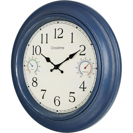 Large Outdoor Clock Waterproof 18 - Retro Indoor Outdoor Wall Clocks with Thermometer for Patio Pool Garden Living Room Decor,Bronze