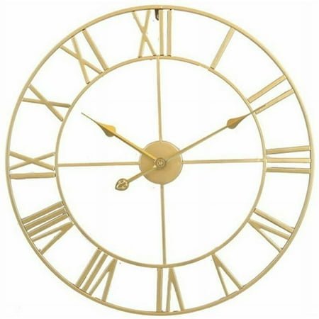 Large Retro Iron Round Wall Clock Silent Battery Operated Roman Numerals Vintage Style Living Room Decor