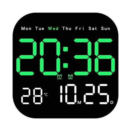Large Screen LED Digital Wall Clock Humidity Dual Alarm Smart Brightness Remote Control Electronic Clock Decor