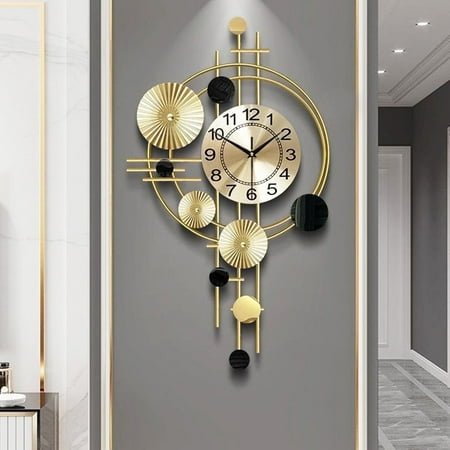 Large Wall Clock Decorative Modern Analog Wall Clock Oversized Round with Display, Battery Operated, Farmhouse Decor, 17.8 x 30.7 inch