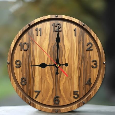 Large Wooden Wall Clock Rustic Farmhouse Decor 10-Inch Silent Wooden Wall Clock, Battery Operated (AA Batteries Not Included), Artistic Home Decor