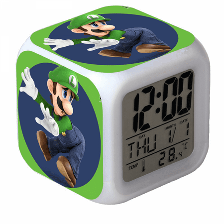 LED Alarm Clock Super Mario Pattern Creative Desk Table Clock Glowing Electronic Colorful Digital Clock for Unisex Adults Girl Boy Kids Children Toy Birthday Present Gift