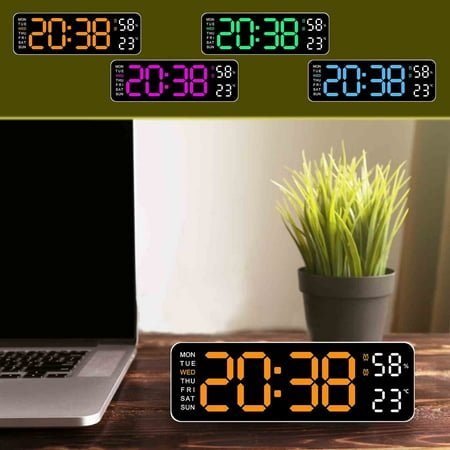 LED Digital Alarm Clock with Temperature Humidity Display, Silent Operation, Countdown Timer, Jump Seconds, Multi-functional Bedside Clock for Home Decor, Easy-to-Read Display