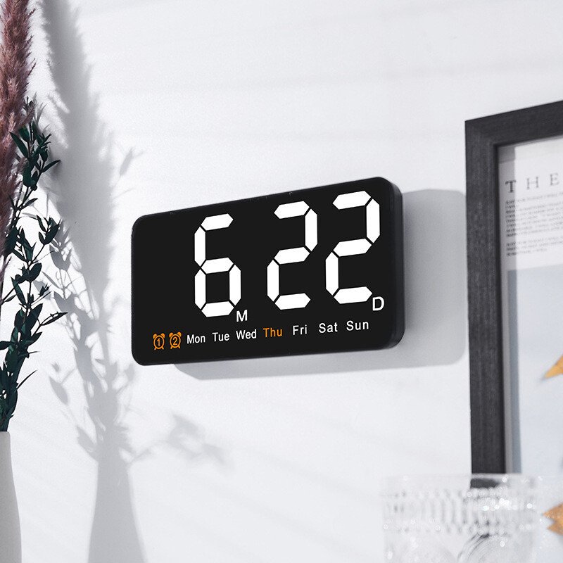 LED Digital Wall Clock Alarm Large Display Week Display for Living Room Office