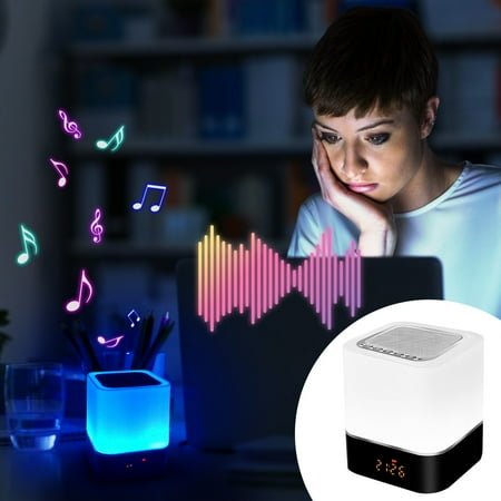 LED Night Lamp,Smart Bluetooth Speaker,Rechargeable Colorful Alarm Clock,Wireless Control,LED Display,Music Playback,Bedside Lamp,Home Office Use,Multi-Function Design