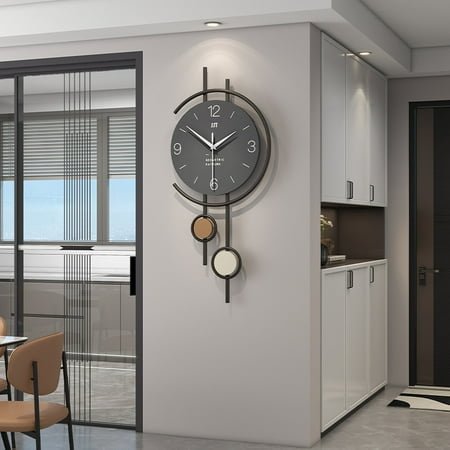 Light luxury creative clock, high-end feeling, wall mounted home restaurant entrance decoration, wall mounted clock, no punching, simple clock