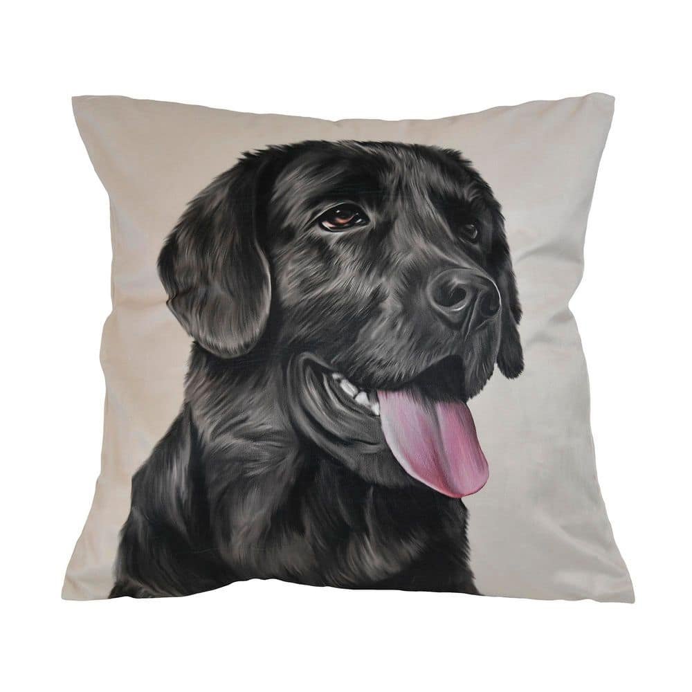 Log Cabin Star Black Lab Decor Pillow 18 in. x 18 in.