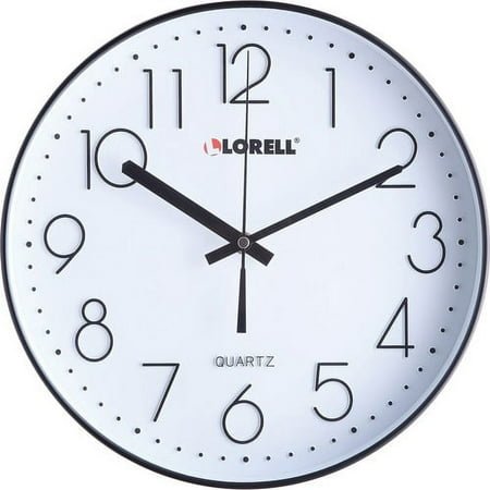 Lorell 12 Quiet Wall Clock - Analog - Quartz - Black | Bundle of 10 Each