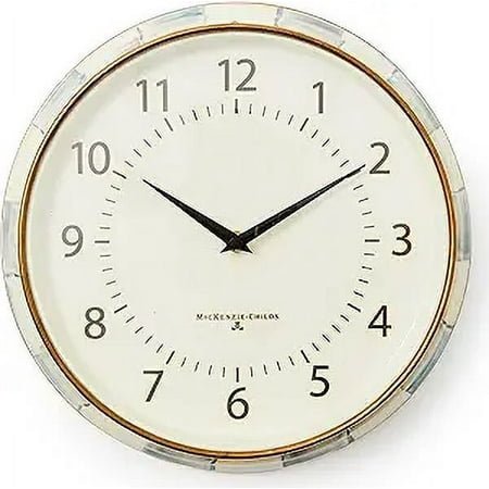 MACKENZIE-CHILDS Wall Clock, Decorative Clock for Kitchen and Living Room, Gray-and-White Sterling Check
