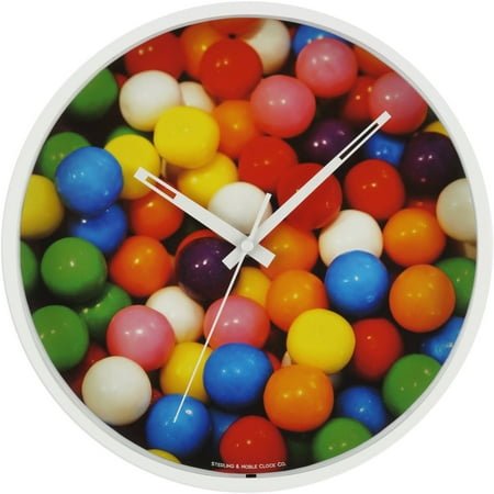 Mainstays 11.5 Round Photo Realistic Multi-Colored Gumball Analog Wall Clock with Quartz Movement