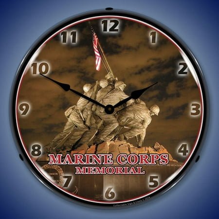 Marine Corps Memorial Iwo Jima Wall Clock, Lighted