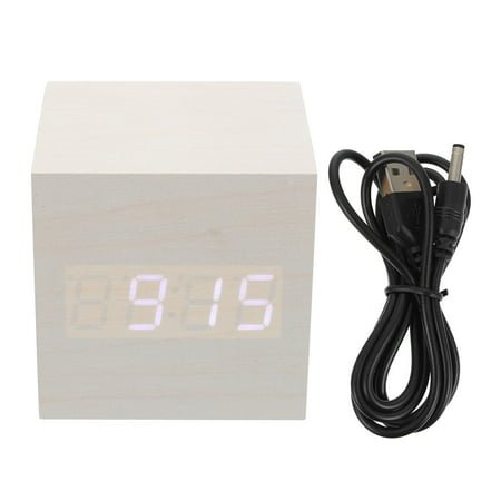 Masteelf 3 pcs Square Alarm Clock Wooden Alarm Clock Dual Display Clock Mini Alarm Clock