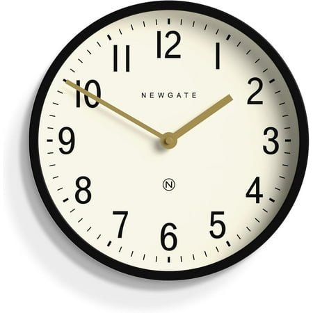 Master Edwards Wall Clock - Kitchen Clock - Living Room Clock - Office Clock Clock - Round Clock - Retro Clock - Designer Clock - Stylish Home - Décor Mid-Century Modern (Black)