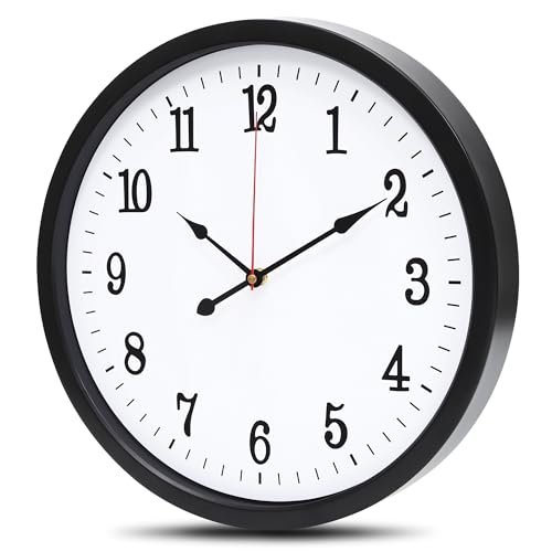 Mee 2ou Metal Wall Clock, 14 Inch Indoor Outdoor Non Ticking Silent Modern Wall Clock, Easy-to-Read Large Numbers, Retro Wall Clocks for Living Room, Kitchen, Patio, Office, Bedroom Decor