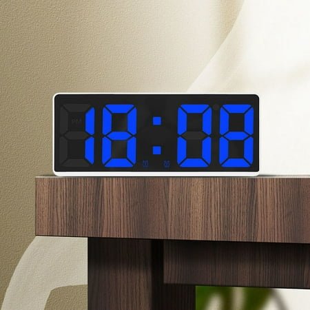 Meiiso Discounted Stock! Simple Led Clock White Shell Blue, Simple Desk Alarm Clock Bedside Led Digital Alarm Clock Electronic Backlight Alarm Clock for Home, 6.24*2.73*1.17In