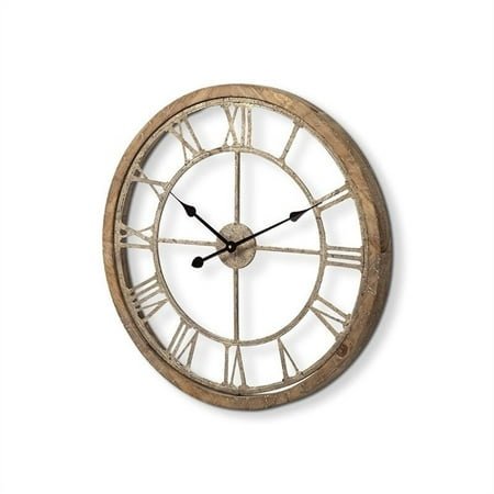 Mercana Mething II 25 Oversize Farmhouse Wall Clock in Brown
