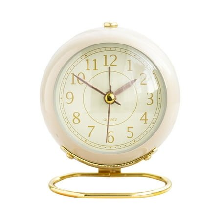 Metal Alarm Clocks,Retro Backlight Cute Simple Design Small Desk Clock with Night Light,Silent Non-Ticking,Battery Powered