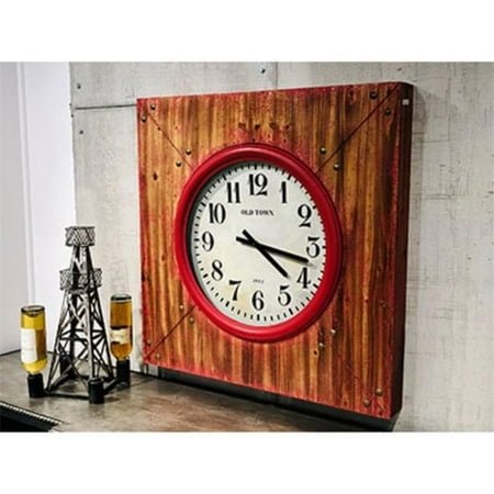 Metrotex Designs 21013 Akron Wood Wall Clock, Distressed Red