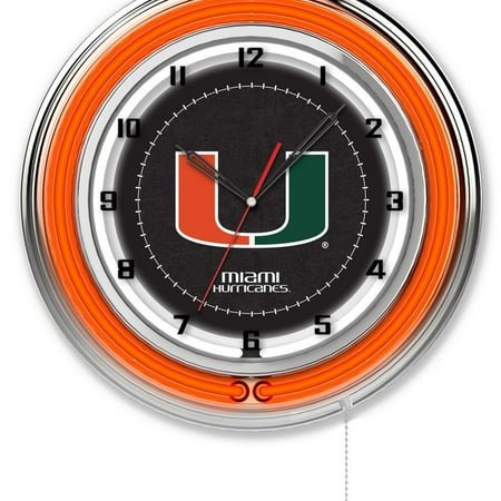 Miami Hurricanes 19 Neon Wall Clock