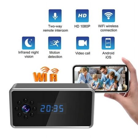 Mini Alarm Clock Camera Full HD Video 1080P Wireless Wifi Control Infrared Night Vision Home Surveillance Monitor Camera