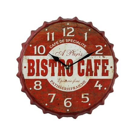 MLINS 12 Inches Large Kitchen Wall Clocks Retro Decor Vintage Red