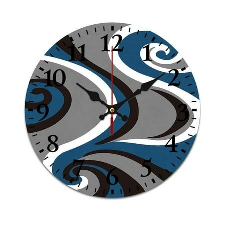 Modern Art Geometric Blue White Wall Clock Modern Design Clocks Wall Hanging Home Office School Clocks Round PVC Wall Clocks