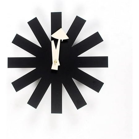 Modern Non Ticking Mid Century Retro Design Decorative Silent Wall Quartz Clocks 10 Inch for Home Living Room Office and Bedroom etc Asterisk Clock Black