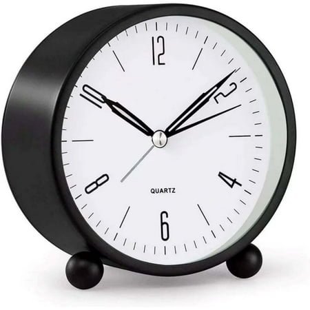 Modern Silent Sweep Alarm Clocks Bedside Non Ticking Battery Powered with Night Light Table Clocks Simply Travel Desk for Bedroom Office (Green) C